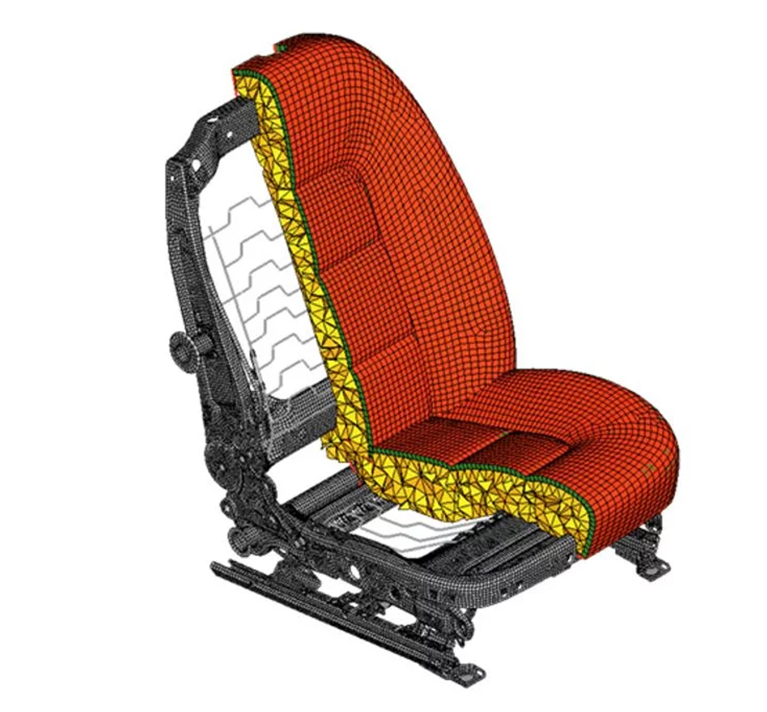 Simulation of a vehicle seat for optimizing foam geometry using overbuild analysis